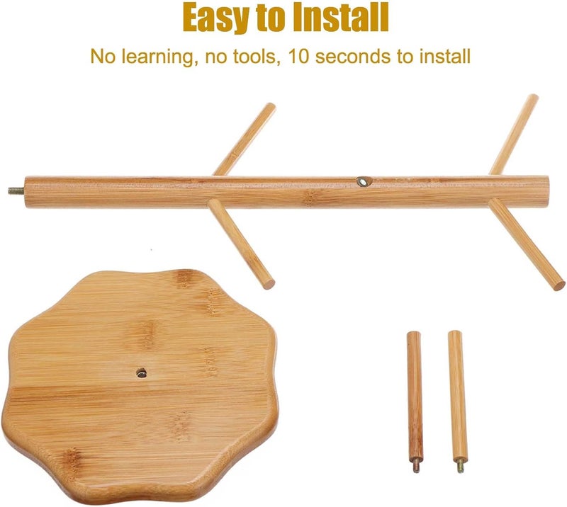 Gihunk Bamboo Countertop Mug Tree Stand with 6 Hooks, Octagon Base Coffee Cup Tree - Image 5
